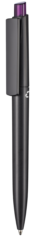 Kugelschreiber CREST RECYCLED - schwarz recycled/pflaume-lila TR/FR