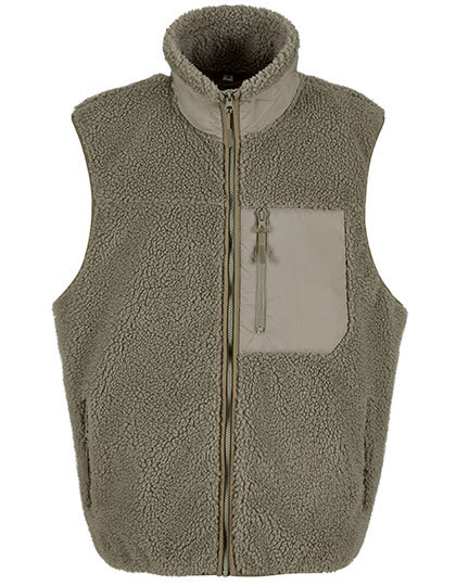 Build Your Brand - Bonded Sherpa Vest - Pale Olive