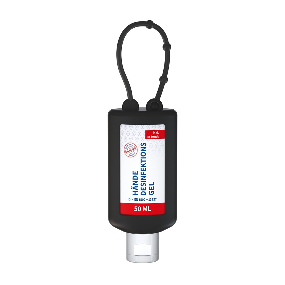 Hände-Desinfektionsgel (DIN EN 1500), 50 ml Bumper frost, Body Label (R-PET) - schwarz