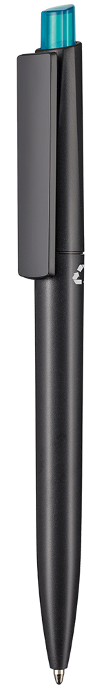 Kugelschreiber CREST RECYCLED - schwarz recycled/türkis TR/FR