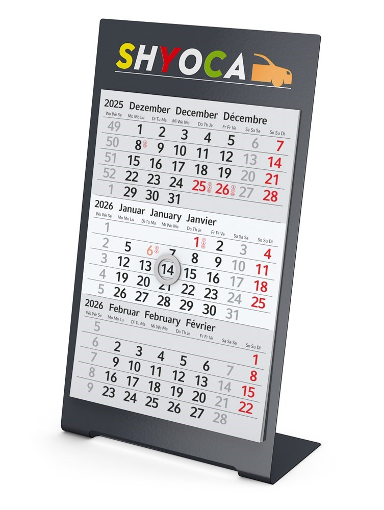 Tischkalender Desktop 3 Color Bestseller, 2 Jahre, anthrazit