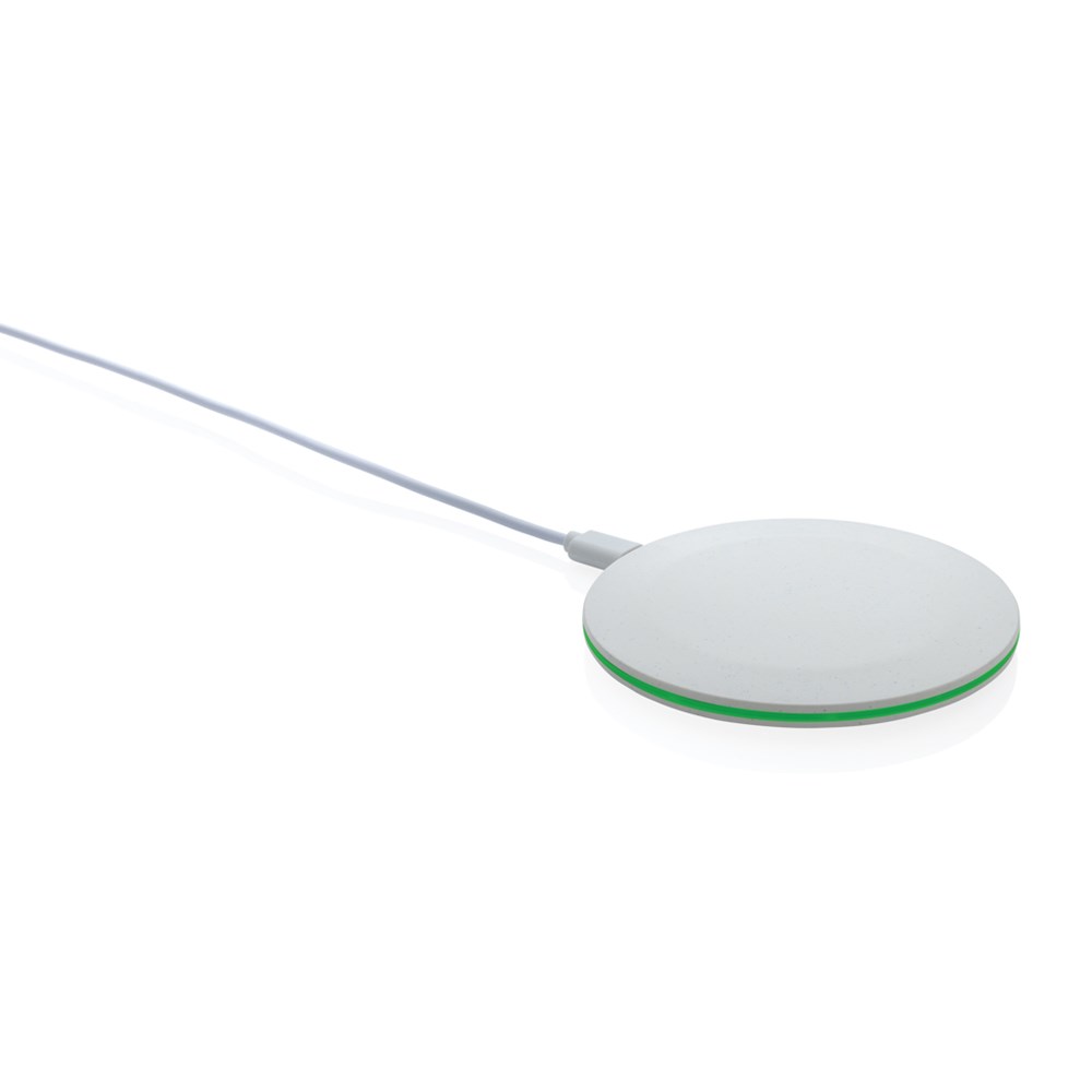 15W-Wireless-Fast-Charger aus recyceltem RCS-Kunststoff - weiß (± PMS white)