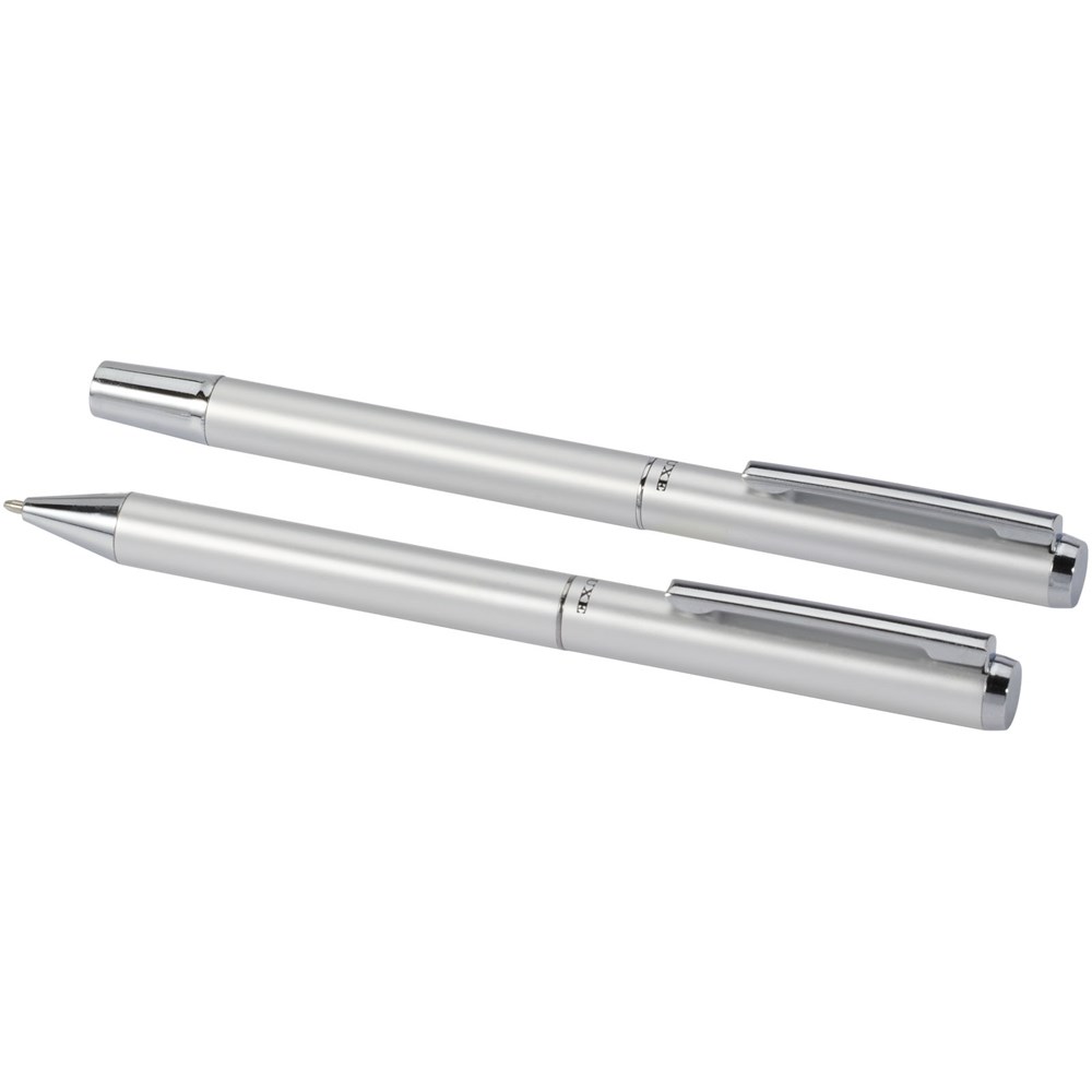 Lucetto Set mit Kugelschreiber und Tintenroller aus recyceltem Aluminium (schwarze Mine)