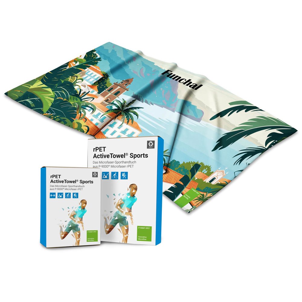 rPET ActiveTowel® Sports 100x40 cm mit individuellem Schuber, All-Inclusive-Paket