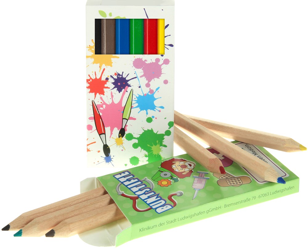 Buntstifte, 6er Set,  Made in EU, FSC®, inkl. Rundumdruck