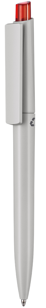 Kugelschreiber CREST RECYCLED - Grey/feuer-rot TR/FR