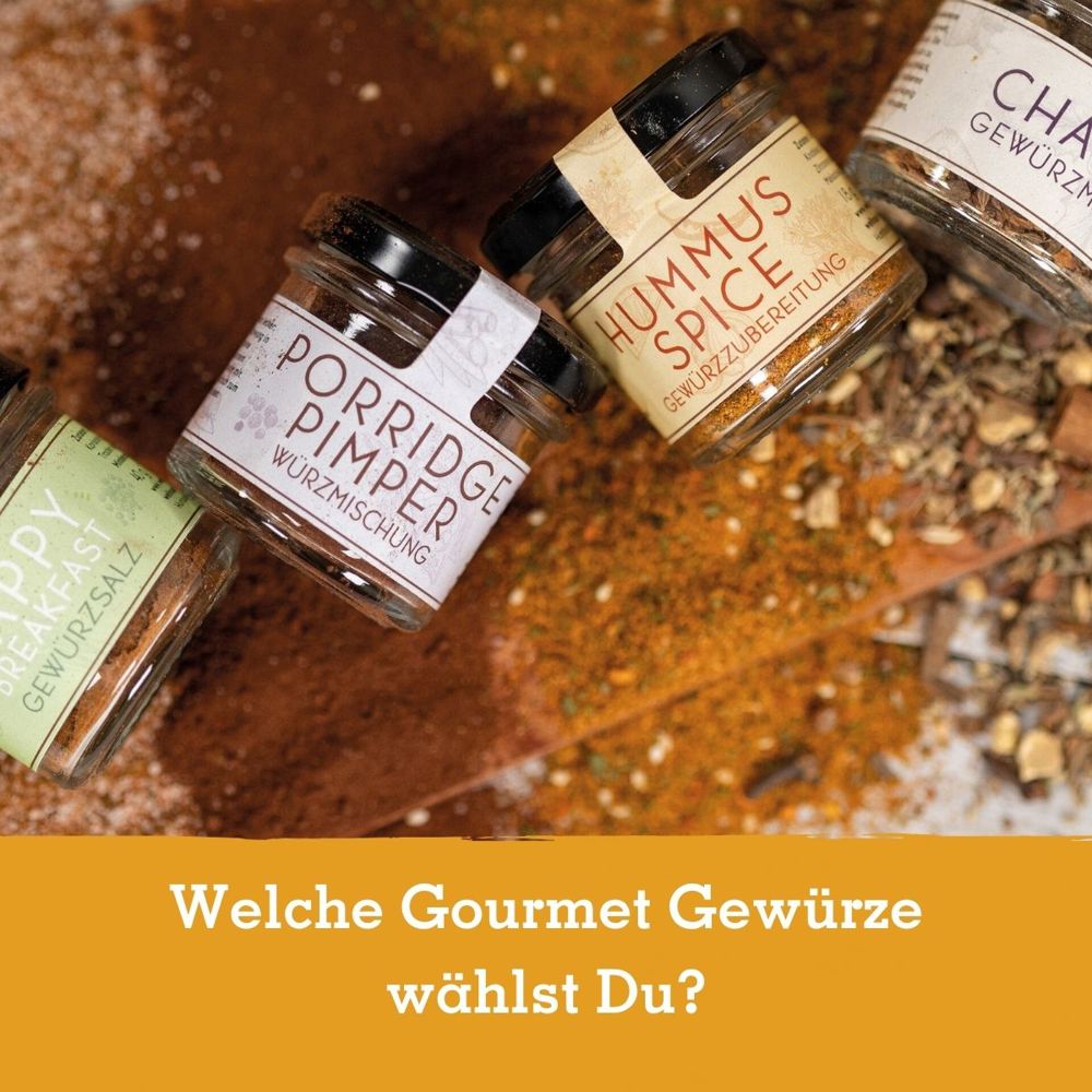 Geschenkkarton mit 2 Gourmet Gewürzen im Glas