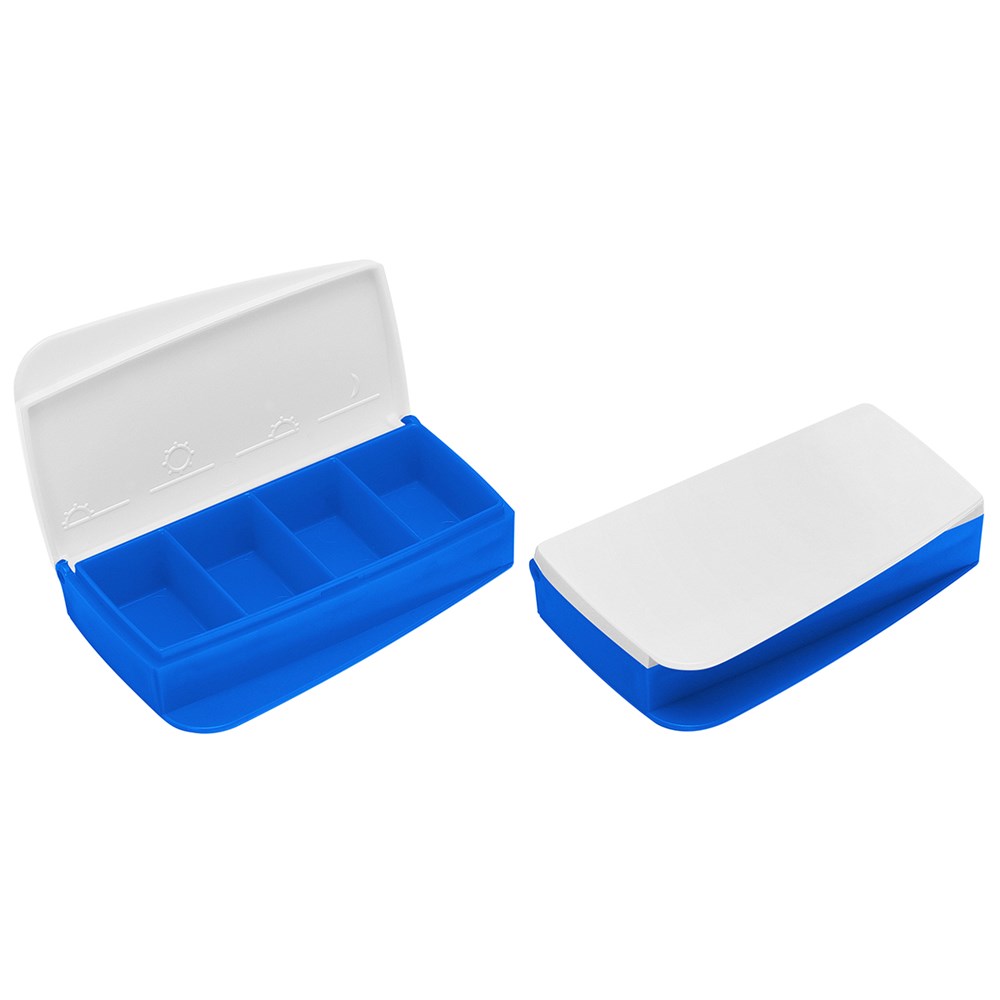 Pillendose "Alpha" - Weiß/blau