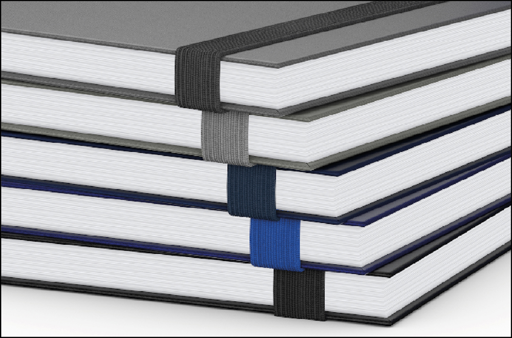 Notizbuch Visco-Book, Creme, Winkelkaro, schwarz, Prägung schwarz-glänzend