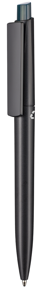 Kugelschreiber CREST RECYCLED - schwarz recycled/smaragd-grün TR/FR